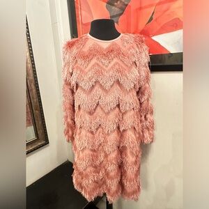Pink Fringe Chevron Dress